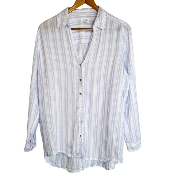 Sigrid Olsen Women's Oversized 100% Linen Full Button Shirt/ Dress Striped Med - Picture 1 of 5